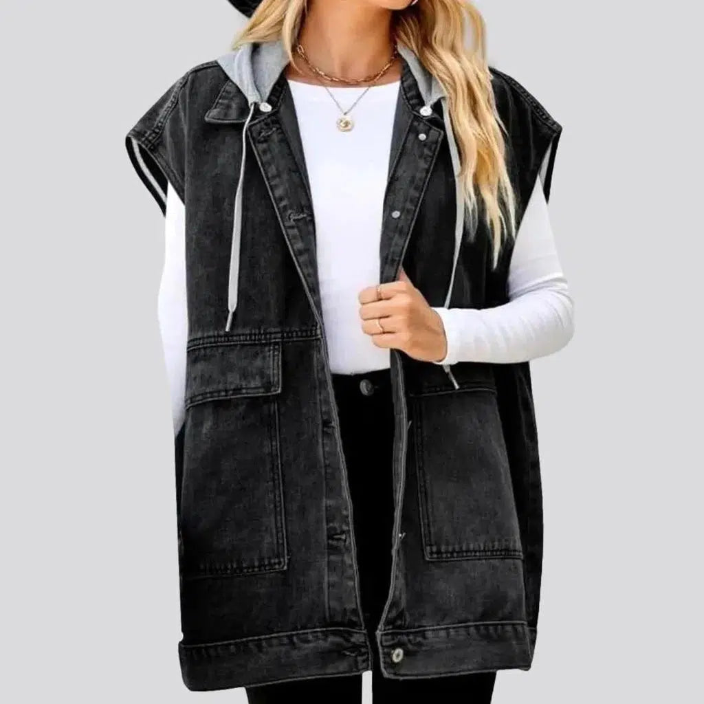 Stonewashed women's denim vest