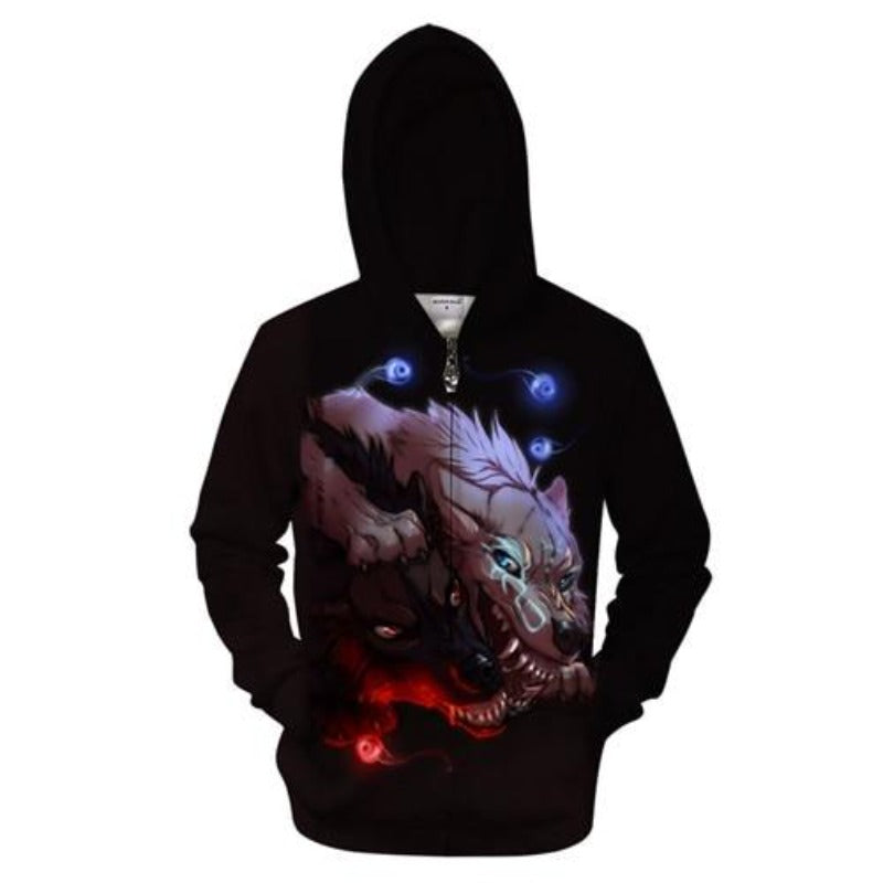 Fire Eye Wolf Zip-up Hoodie