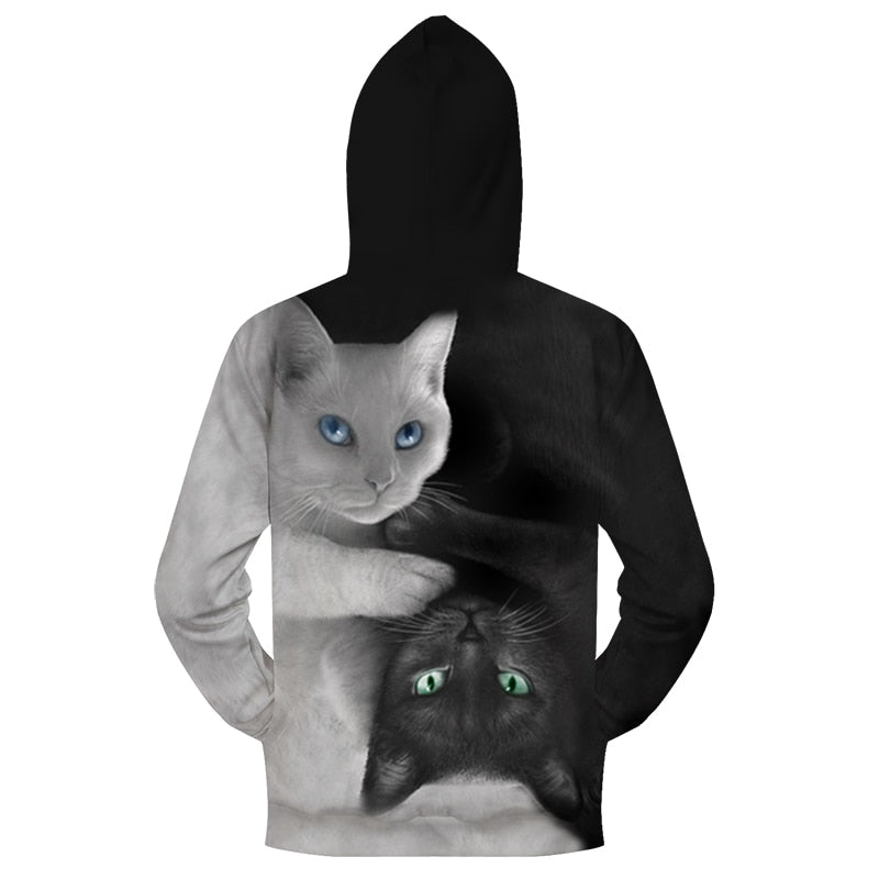 Cat Yin & Yang Zip-up Hoodie