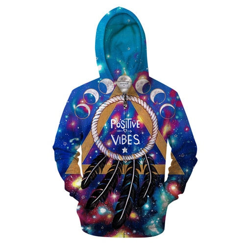 Galaxy Positive Vibes Zip-up Hoodie