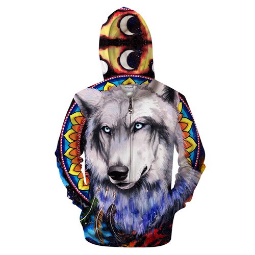 Wolf Mandala Zip-up Hoodie