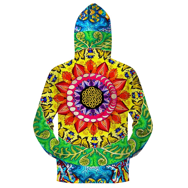 Vibrant Mandala Zip-up Hoodie