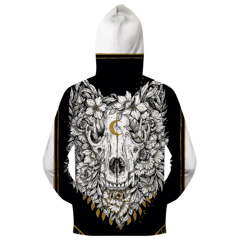 Wolf Skull Zip-up Hoodie