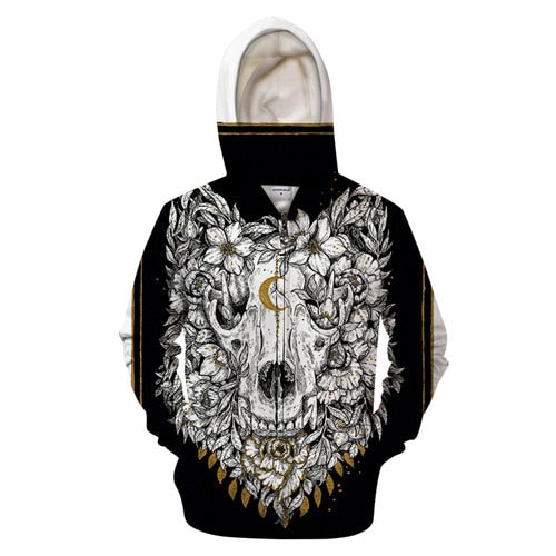 Wolf Skull Zip-up Hoodie