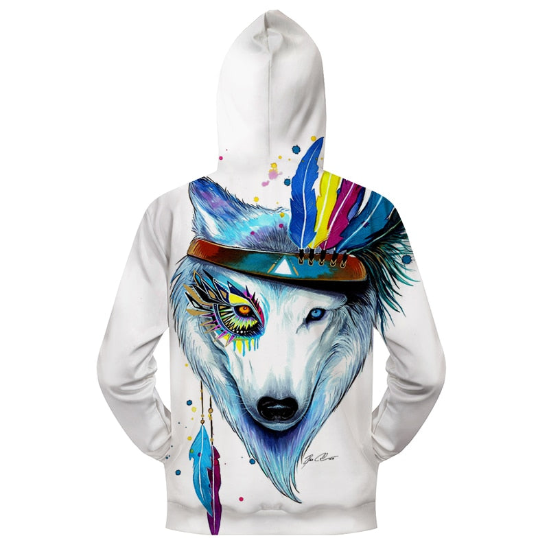 Warrior Wolf Zip-up Hoodie