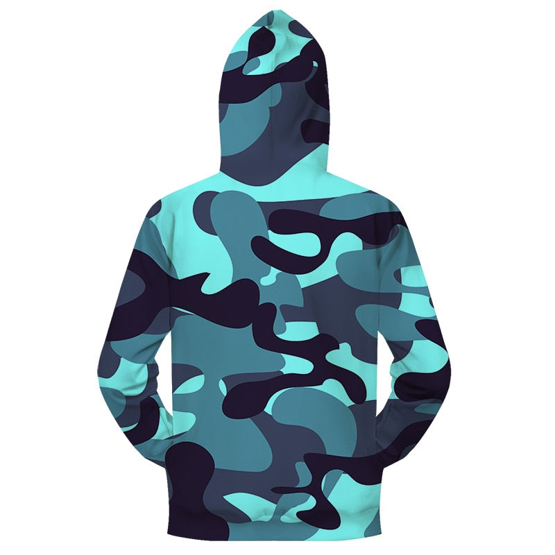 Bright Blue Camo Zip-up Hoodie