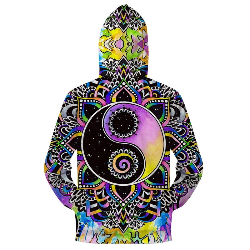 Yin Yang Mandala Zip-up Hoodie