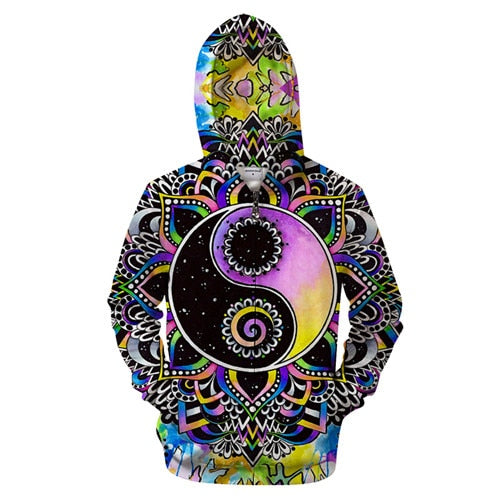 Yin Yang Mandala Zip-up Hoodie