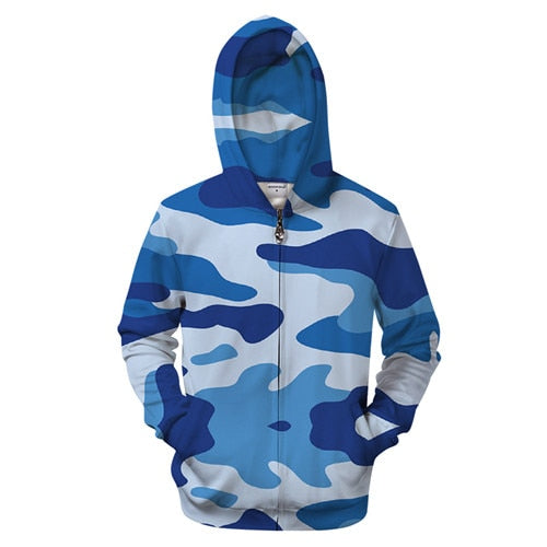 Blue Camo Zip-up Hoodie