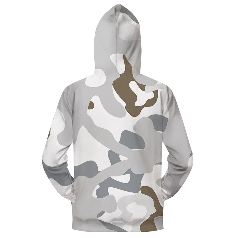 White Camo Zip-up Hoodie