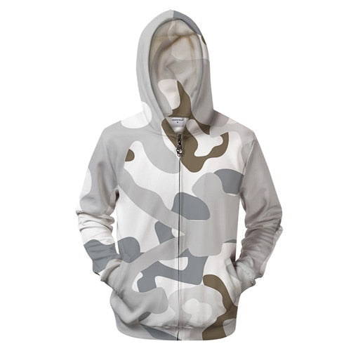 White Camo Zip-up Hoodie