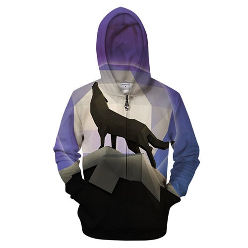 Geometry Wolf Zip-Hoodie