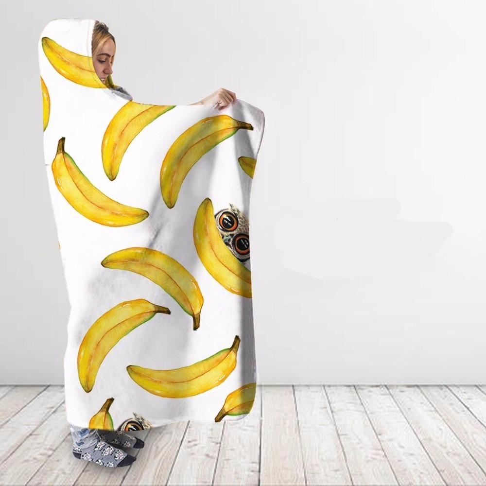 Yellow Banana Print Blanket Hoodie