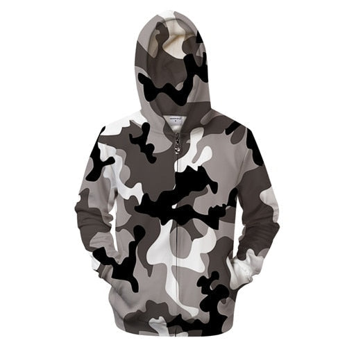 Grey Camo Zip-up Hoodie