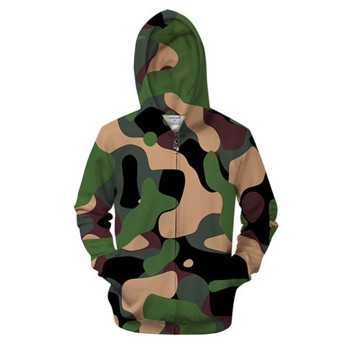 Green Camo Zip-up Hoodie