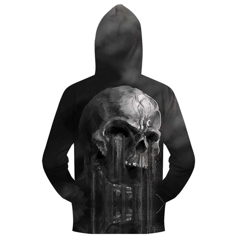 Flowing Skull Zip-up Hoodie