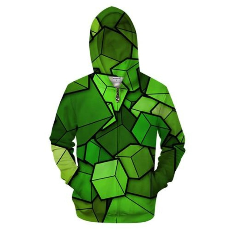 Green Blocks Zip-up Hoodie