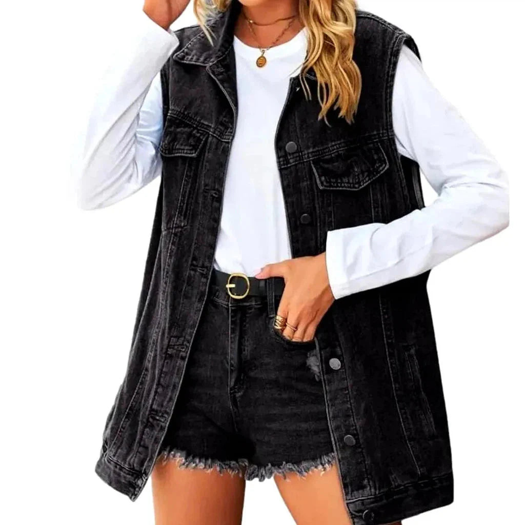 Stonewashed 90s jeans vest for women