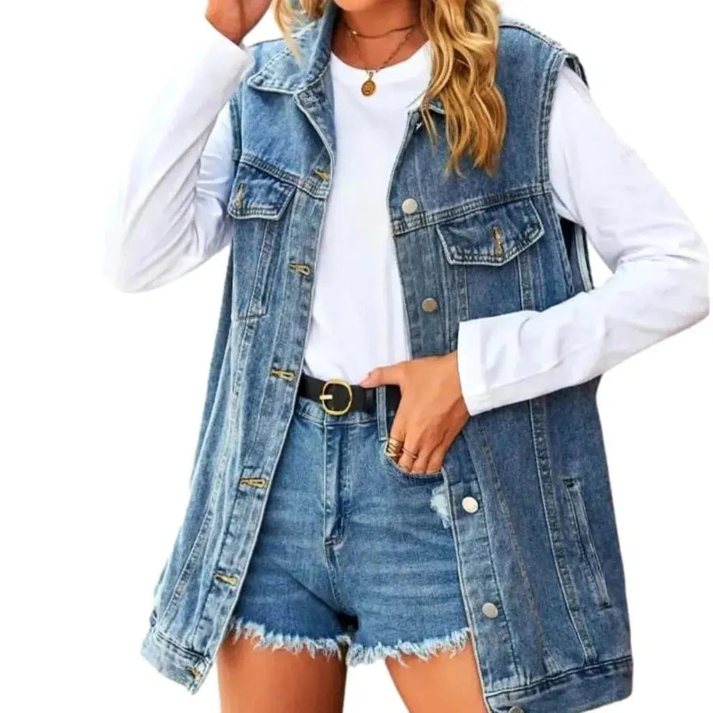 Stonewashed 90s jeans vest for women