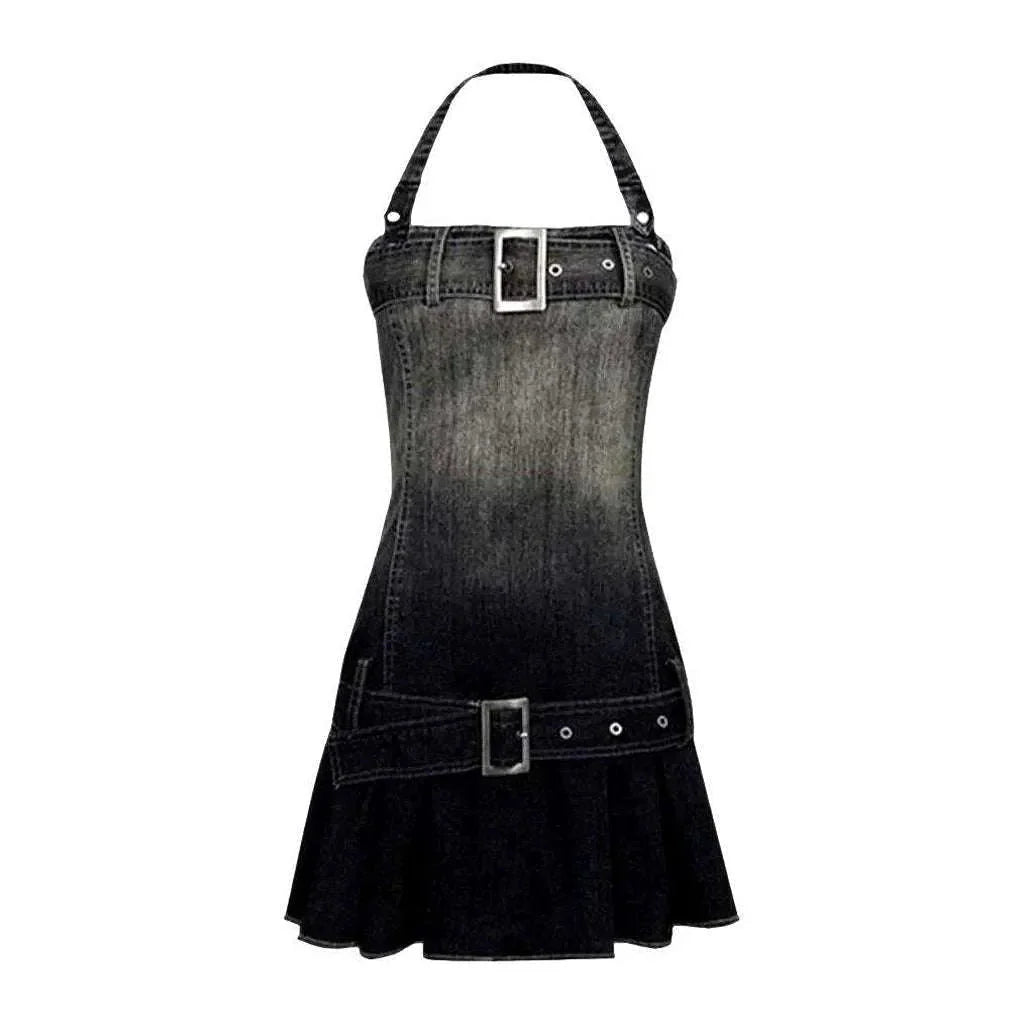 Y2k contrast wash denim dress