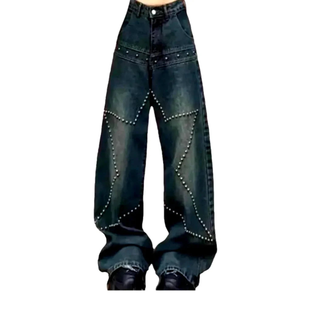 Y2k rivet jeans for ladies