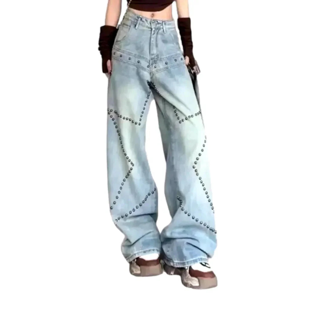 Y2k rivet jeans for ladies