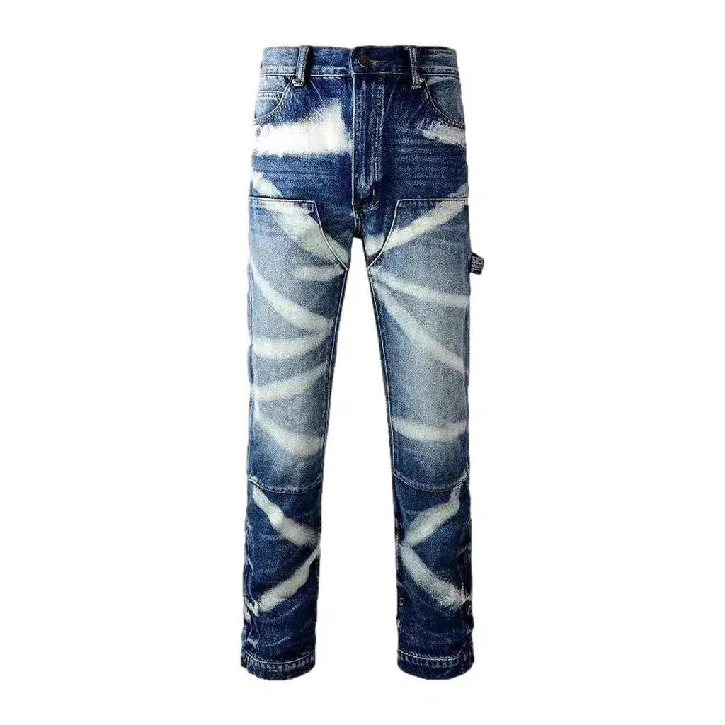 Zipper-button men's painted jeans